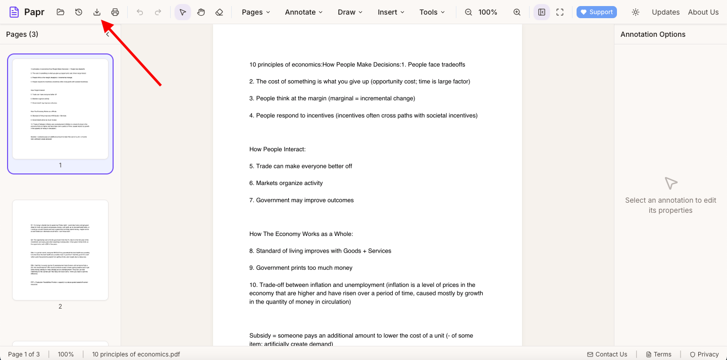 Export button highlighted in the top toolbar