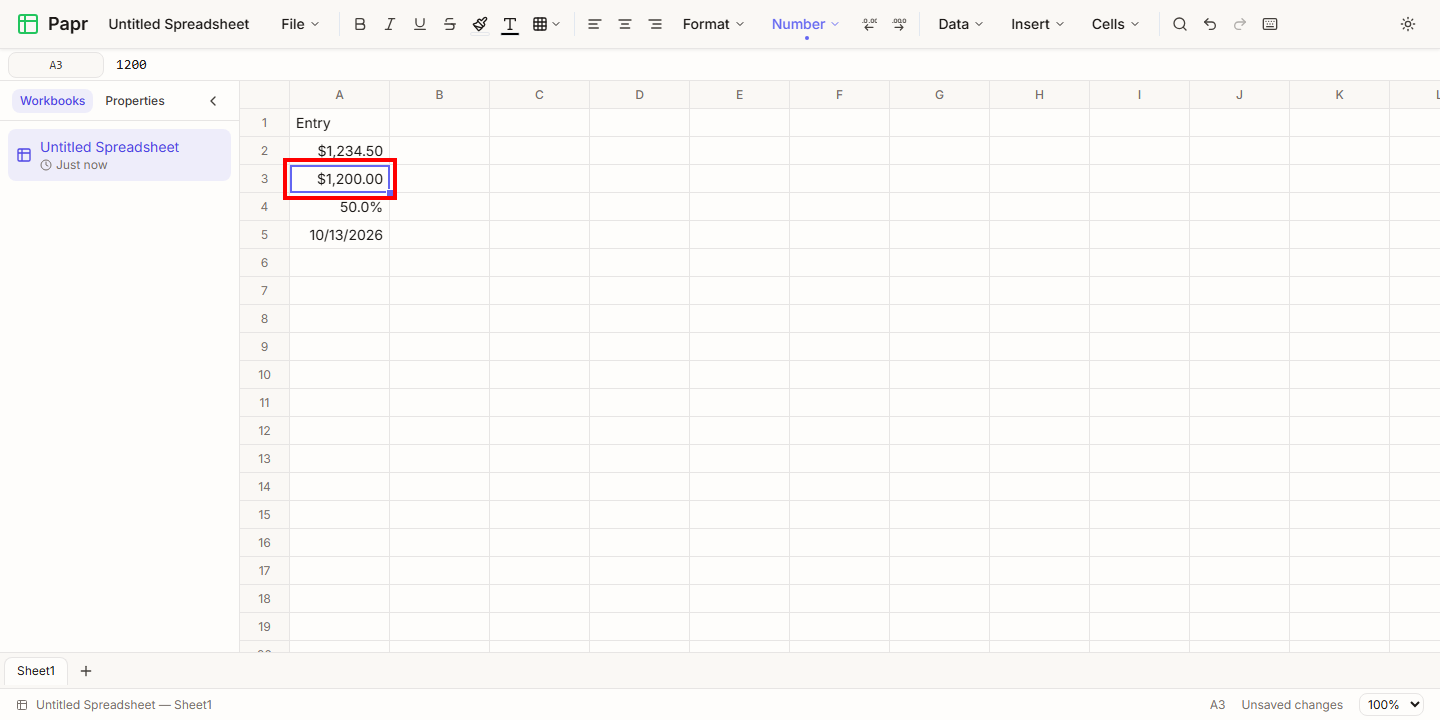 Two amounts in dollars, $1,234.50 and $1,200.00, with the second one selected and outlined in red.